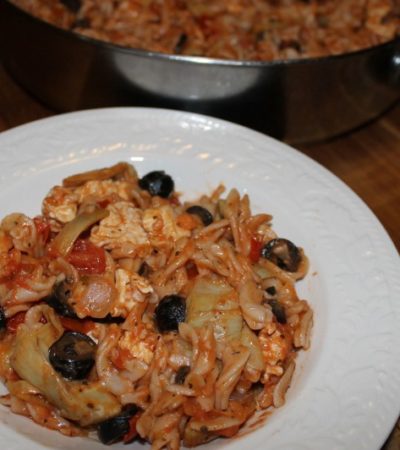 Sonoma Chicken and Pasta Recipe with Artichokes and Olives