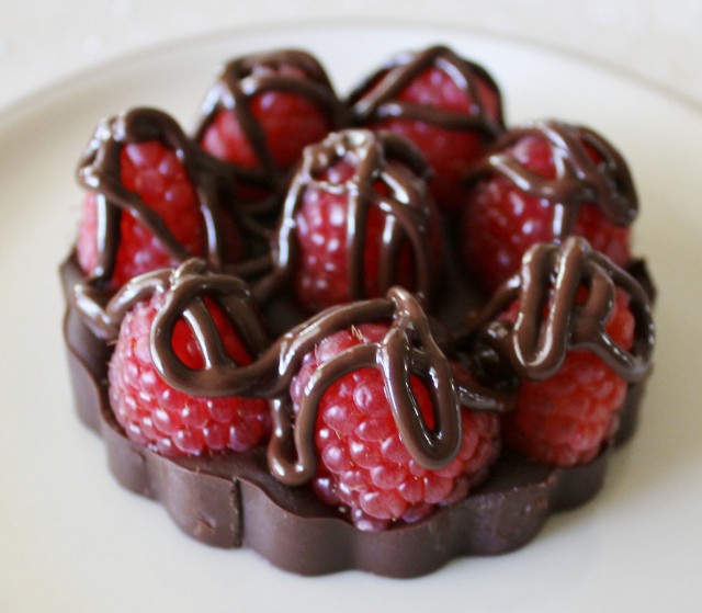 Chocolate Bark with Raspberries and chocolate drizzled over the top