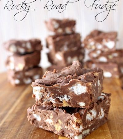 Rocky Road Fudge Recipe - A delicious chocolate fudge recipe with miniature marshmallows and nuts in it. Includes tip to keep the marshmallows from melting.