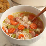 turkey and rice recipe using leftover turkey in a bowl