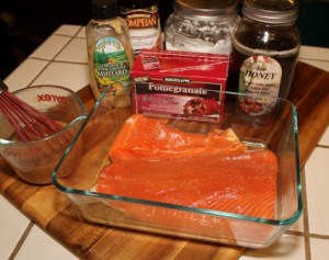 Salmon with Pomegranate Glaze using Bigelow Pomegranate tea