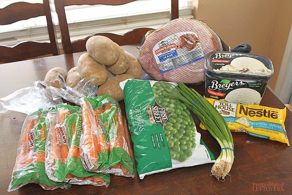 Groceries I bought for the Easter Dinner. Note I already had most of the carrot cake ingredients.