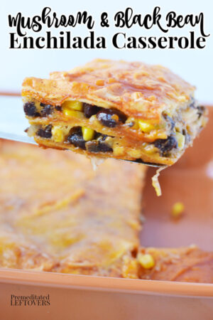 mushroom and black bean enchilada casserole recipe - a tasty meatless meal