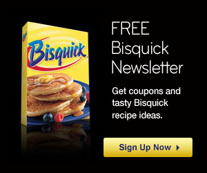 Bisquick Free Newsletter - includes recipes using bisquick and coupons