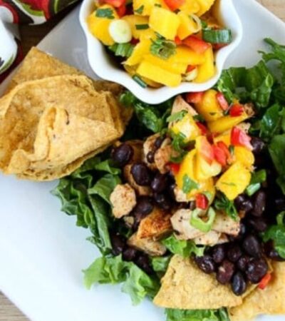 Caribbean Chicken Taco Salad Recipe with Mango Salsa