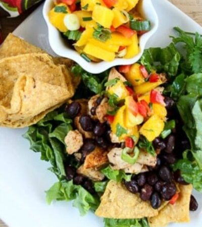 Caribbean Chicken Taco Salad Recipe with Mango Salsa