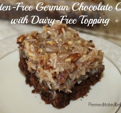 Delicious recipe for Gluten-Free German Chocolate Cake with Dairy-Free Topping.