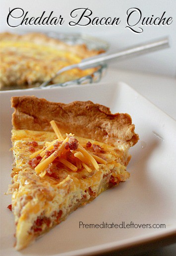 Cheddar Bacon Quiche - An easy quiche recipe using bacon and cheddar cheese.