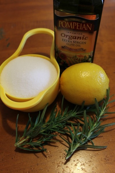 Ingredients for Lemon & Rosemary Gardener's Hand Scrub 