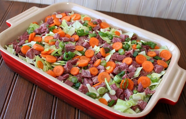 Use leftover corned beef and extra cabbage to make this corned beef and cabbage casserole recipe