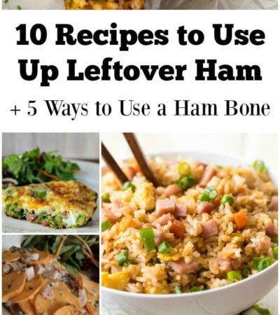 Recipes to use up leftover ham, including frittatas, fried rice, muffins, and casseroles.