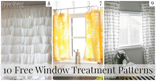 This list of 10 Free Window Treatment Patterns and Tutorials will help you make curtains, valances, and custom window treatments on a budget.
