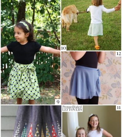 These 12 free skirt patterns for girls include maxi-skirts, ballet wraps, reversible skirts, ruffle skirts, and no-pattern skit tutorials.