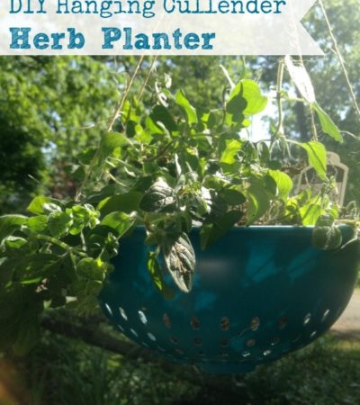 How to Make Hanging Cullender Herb Planter - Use this tutorial to create an easy planter using a colander.