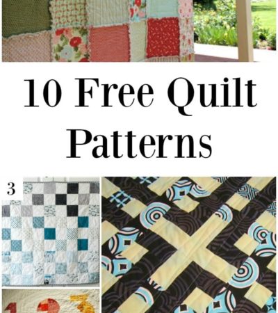 10 Free Quilt Patterns that you can make for your home, including scrap fabric quilts, t-shirt quilts, baby quilts, and quilt tutorials.
