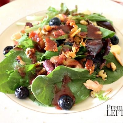 Salmon, Blueberry, and Apple Salad with Raspberry Dressing