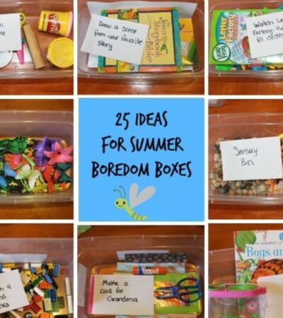 25 Ideas for Summer Boredom Boxes - Here are 25 ideas to keep your kids occupied this summer - perfect for days when your kids can't think of anything to do.