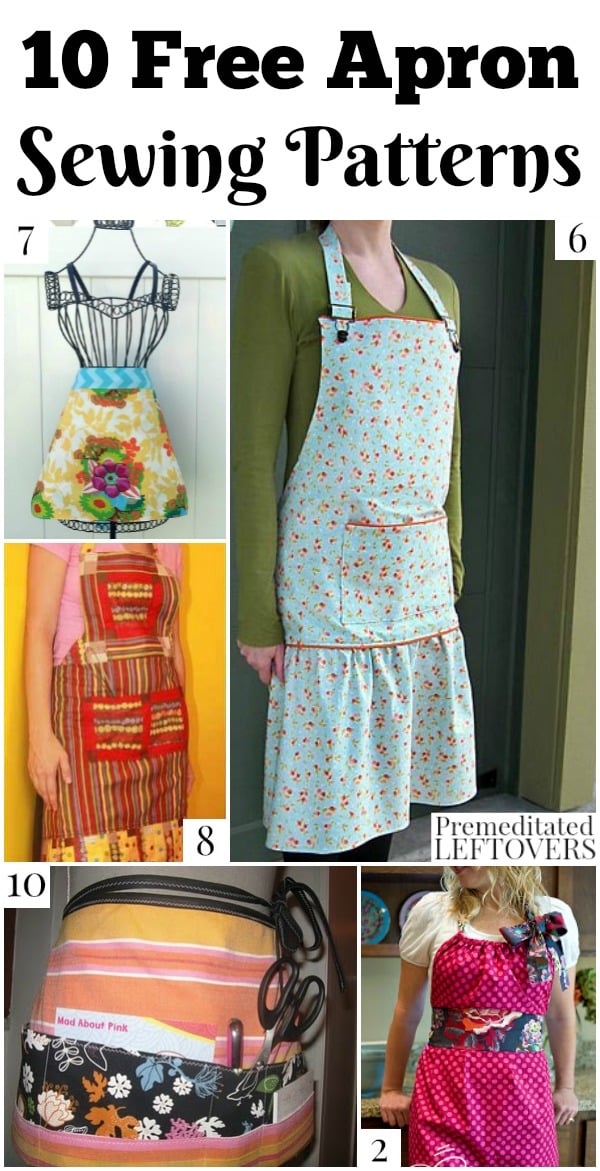 Save money and protect your clothing with these 10 free apron patterns, including reversible aprons, aprons made from sewing scraps, and more!