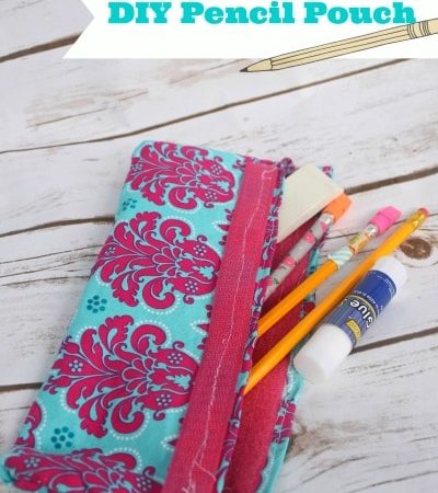 DIY Pencil Pouch Tutorial - Try this easy pencil pouch tutorial to create a pencil pouch for back to school. Uses scrap fabric, vinyl and velcro.