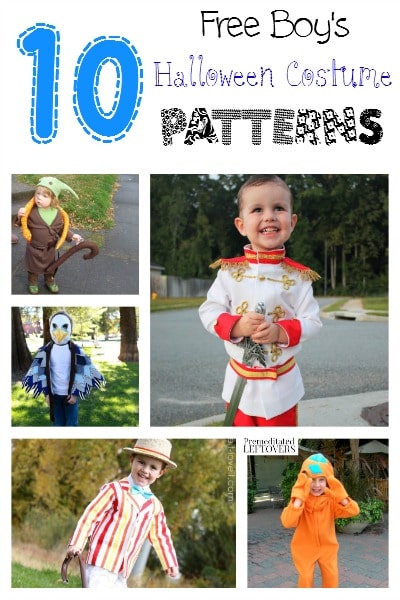 10 Free Halloween Costume Patterns for Boys - Make a homemade Halloween costume for your little boy with one of these free patterns