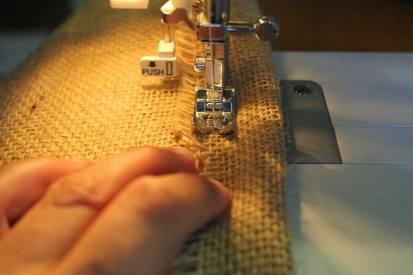DIY Burlap and Fabric Wall Organizer Tutorial - sewing the burlap