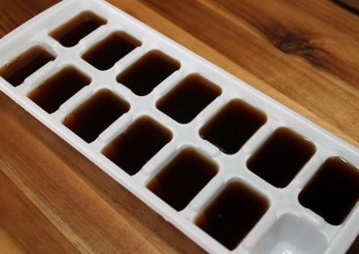 Freeze leftover coffee in ice-cubes