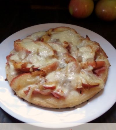 Savory Apple Pizza- This recipe is a great savory way to use fresh apples this fall. Load it with ham and Havarti cheese and serve as a dinner or appetizer.