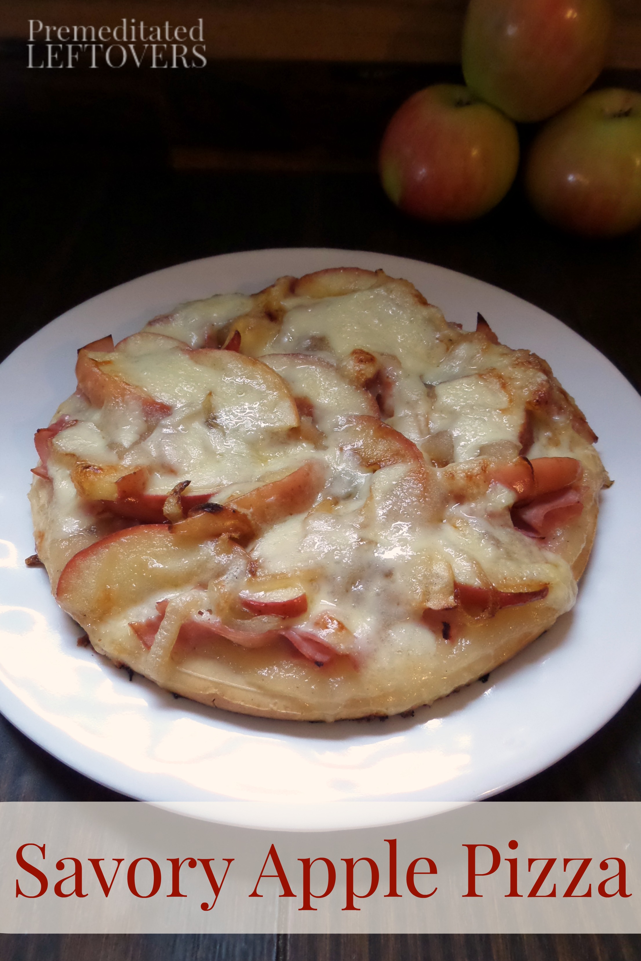 Savory Apple Pizza- This recipe is a great savory way to use fresh apples this fall. Load it with ham and Havarti cheese and serve as a dinner or appetizer. 