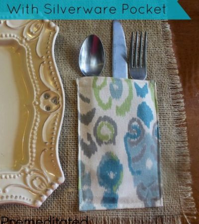 diy burlap placemat with silverware pocket