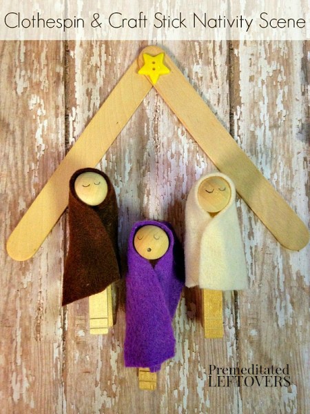 Clothes Pin Nativity Set with a popsicle stick stable