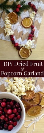 DIY Dried Fruit and Popcorn Garland - Making your own dried fruit & popcorn garland is a fun and frugal way to decorate your home and tree for the holidays.