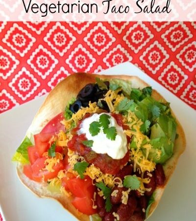 Vegetarian Taco Salad- This easy recipe uses kidney beans as a healthy alternative to ground beef. The result is a colorful taco salad with lots of flavor.