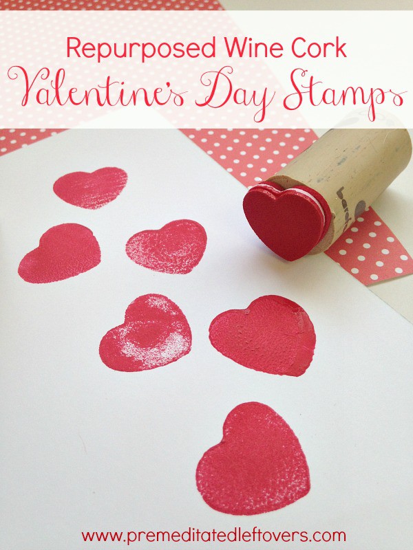 These Repurposed Wine Cork Valentine's Day stamps are perfect for decorating valentines and cards with your kids this Valentine's Day.