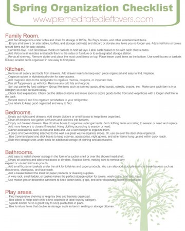 Free Pintable Spring Organization Checklist - Here is a helpful checklist for organizing your home to get ready for spring cleaning.