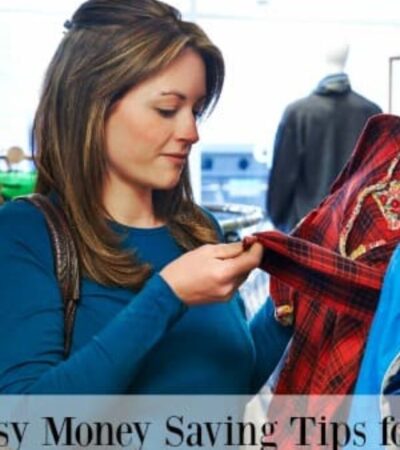 Woman shopping in a thrift store to save money on a tight budget