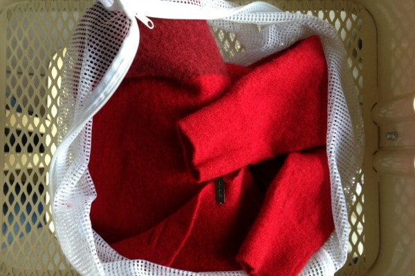 Use a mesh bag when felting wool sweaters in the washing machine