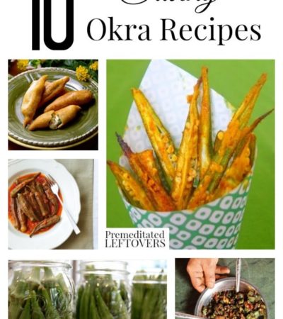 10 Savory Okra Recipes including okra chips, pickled okra recipes, gumbo, fried okra, okra fritters recipe and even an okra dip recipe!