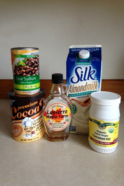 Ingredients for black bean chocolate pudding
