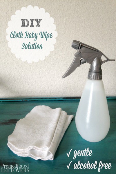 How to Make Cloth Baby Wipe Solution - Here is an easy recipe for homemade cloth baby wipe solution that uses water, witch hazel, and coconut oil.