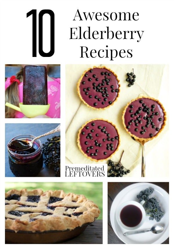 10 Awesome Elderberry Recipes including recipes for elderberry syrup, elderberry pie, elderberry tea, and tips on buying and growing elderberries.