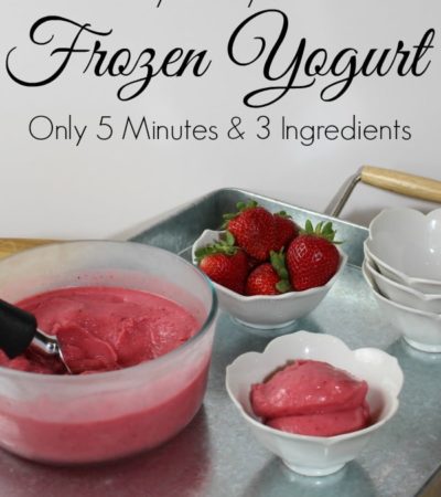 Easy dairy-free frozen yogurt recipe! It only requires 3 ingredients and 5 minutes to make this healthy treat.