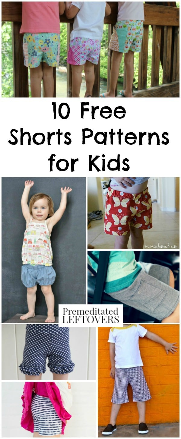 10 Free Shorts Patterns for Kids including patterns for shorts for toddlers, free kids capri patterns, and more free patterns for boys and girls shorts.