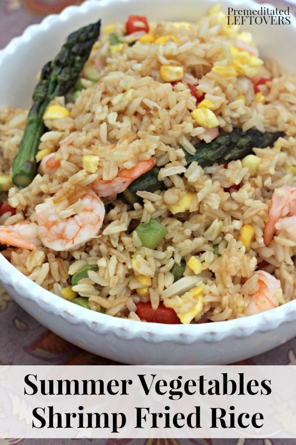 Summer Vegetables Shrimp Fried Rice recipe- This easy to make fried rice recipe is perfect for summer meals because you get to enjoy your garden's bounty, too!