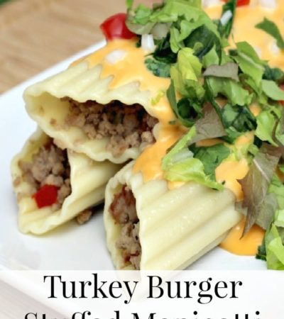 Turkey Burger Stuffed Manicotti- This new take on a classic dinner dish will leave your family coming back for more. Try this easy stuffed manicotti recipe!