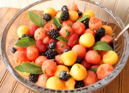 Mojito Fruit Salad: Watermelon and Berry Salad with Mint-Lime Dressing Mojito Fruit Salad: Watermelon and Berry Salad with Mint-Lime Dressing