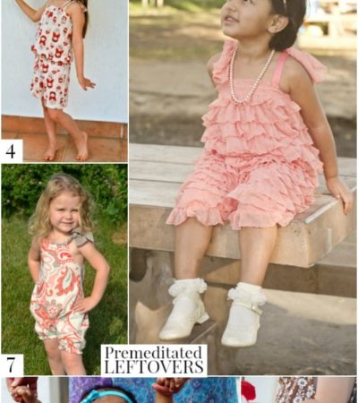10 Free Romper Patterns for Girls, including pillowcase rompers, ruffled rompers for toddlers, cute rompers for babies and rompers for older girls.