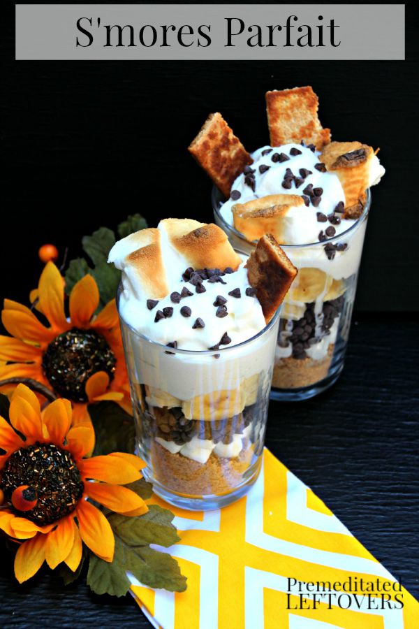 Looking for an alternative to the traditional S'more? Try this quick and easy S'more parfait recipe with ice cream, bananas, marshmallows and chocolate.
