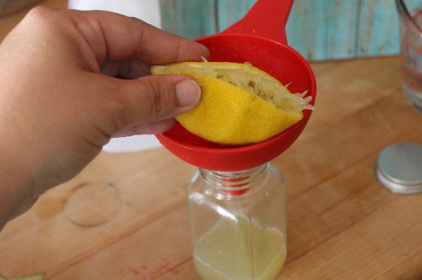 Homemade Citrus Toner adding lemon