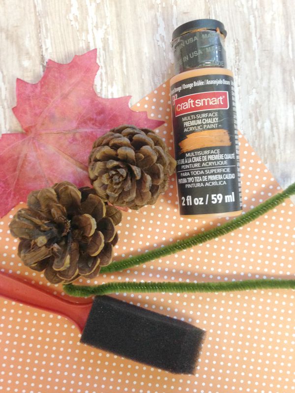 Hand Painted Pine Cone Pumpkins materials
