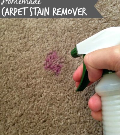 Homemade Carpet Stain Remover- This DIY spot treatment is a great way to eliminate carpet carpet stains naturally and effectively. It is also cheap to make!